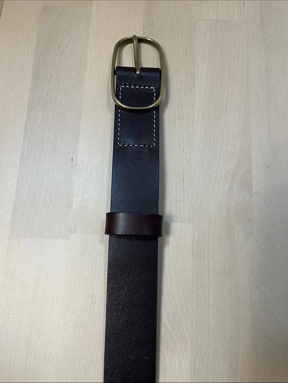DULUTH Trading Co. Dark Brown Lear Belt w/ Oval Brass Buckle Women’s Large
